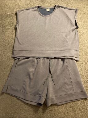 Sleeveless Lounge Top & Drawstring Shorts Set - Lavender XL